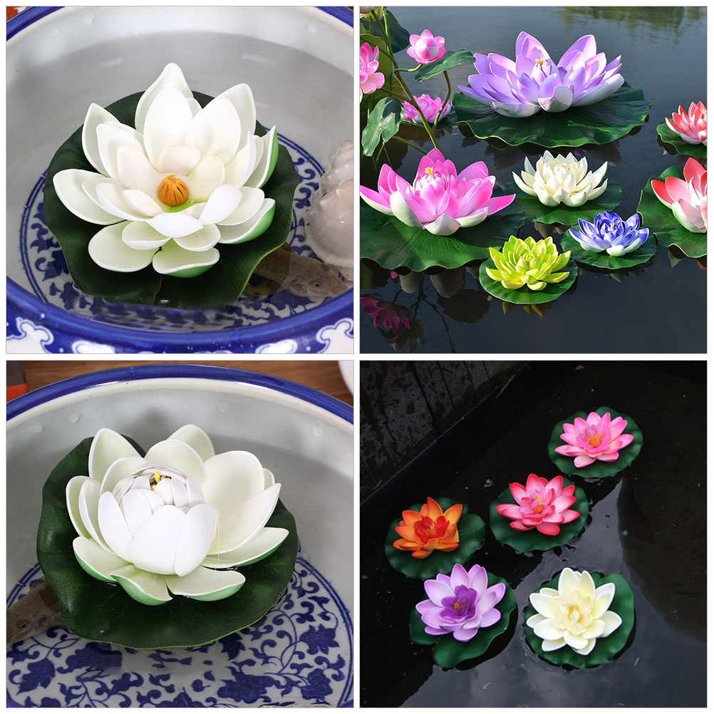8Pcs Simulation Lotus Floating - Aquarium Decor 评论和价格