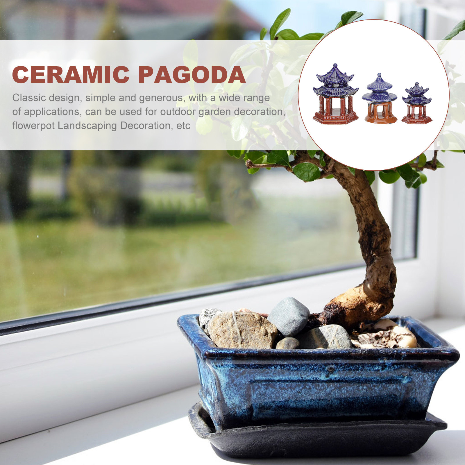 3Pcs Ceramic Pavilion Miniatur - Aquarium Decor 评论和价格